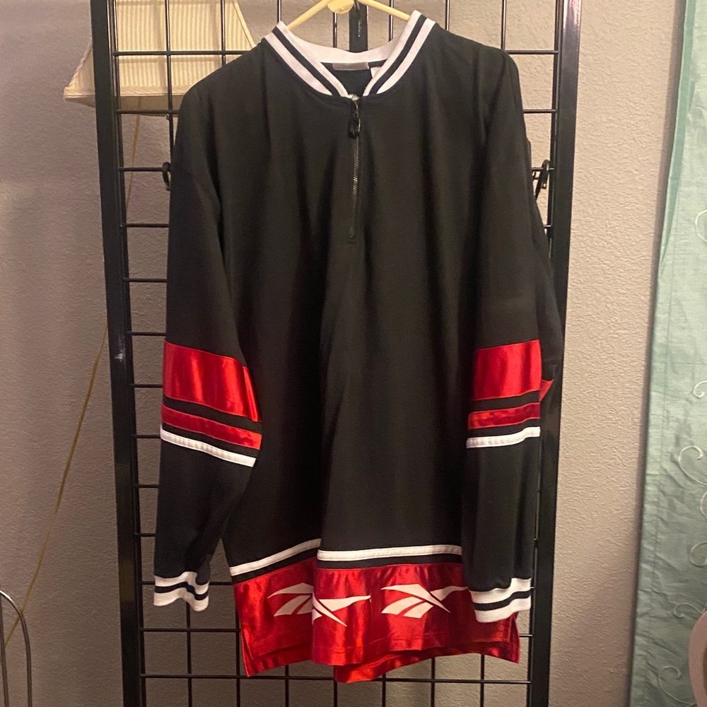 Reebok Black and Red Zip-Up Top